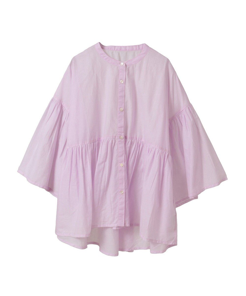 earth music&ecology コットンボイルギャザーシャツ 