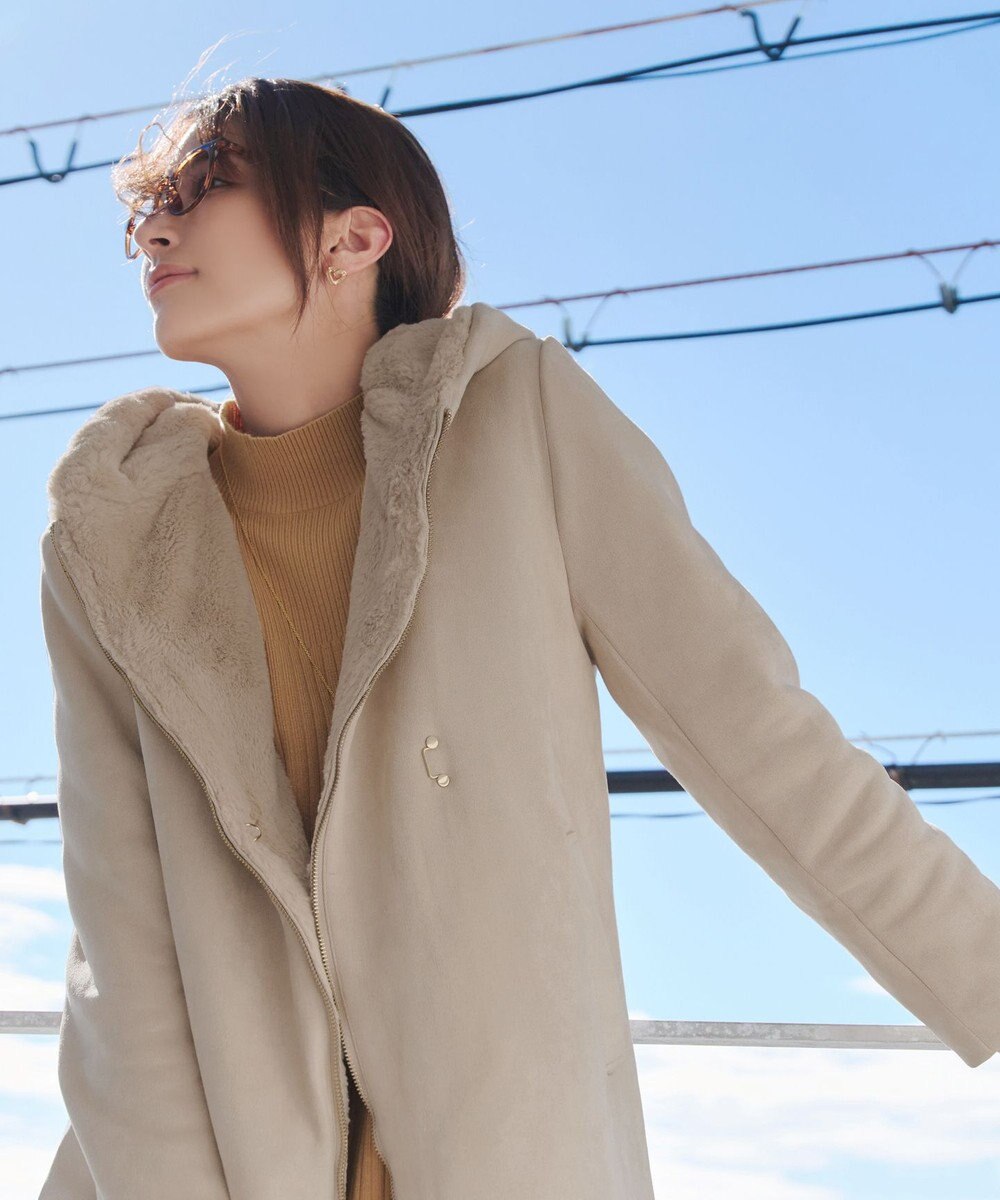 Tiaclasse スエードボンディグフード付きコート 