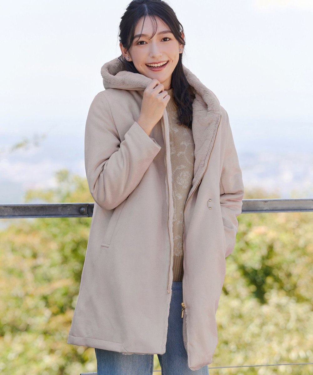 Tiaclasse スエードボンディグフード付きコート 