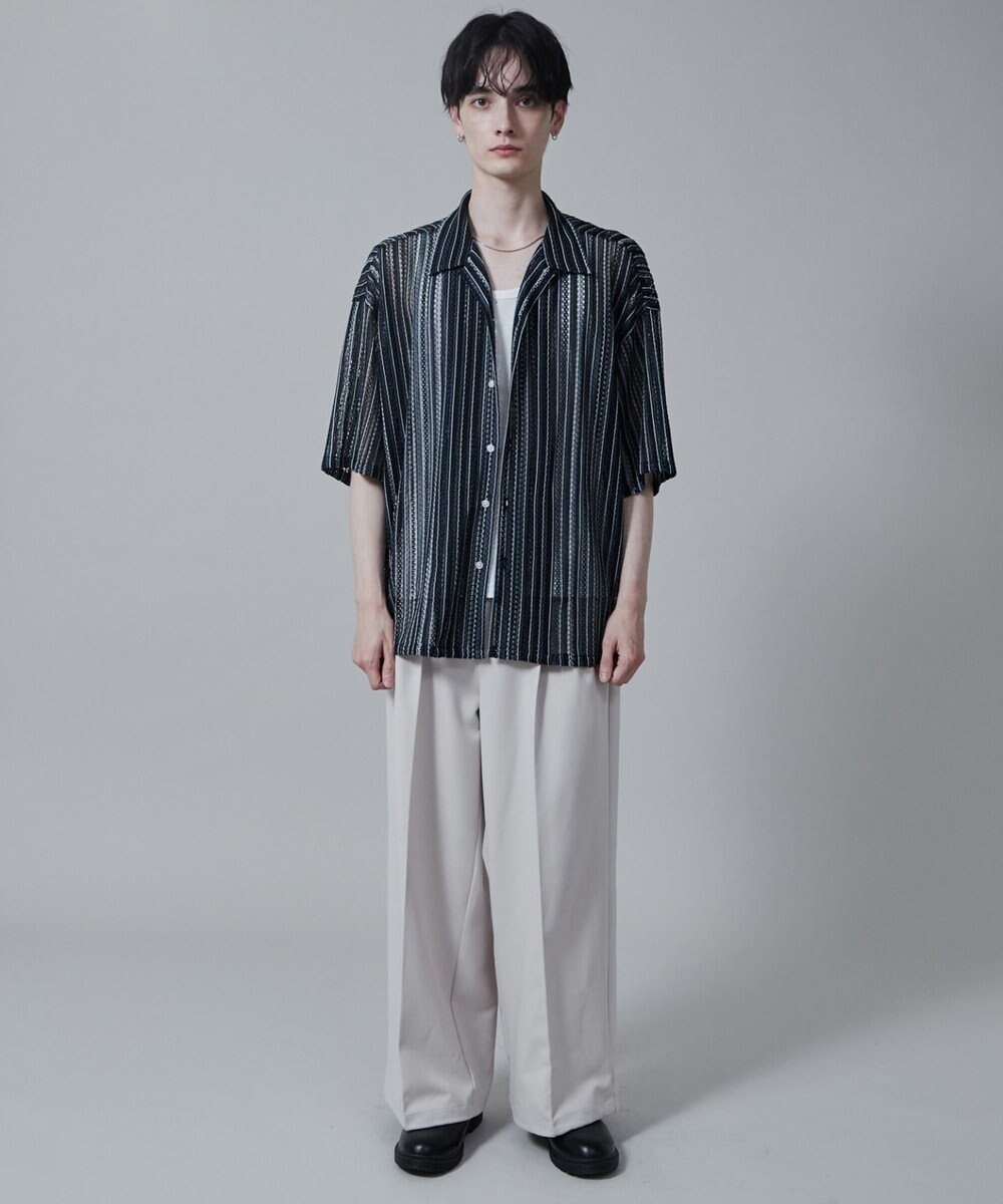 WEGO ストライプメッシュBIGシャツ（S） 