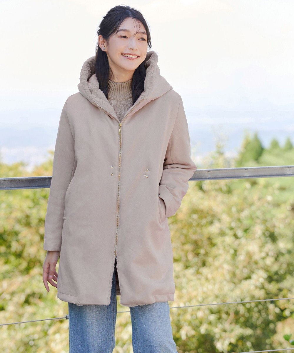 Tiaclasse スエードボンディグフード付きコート 