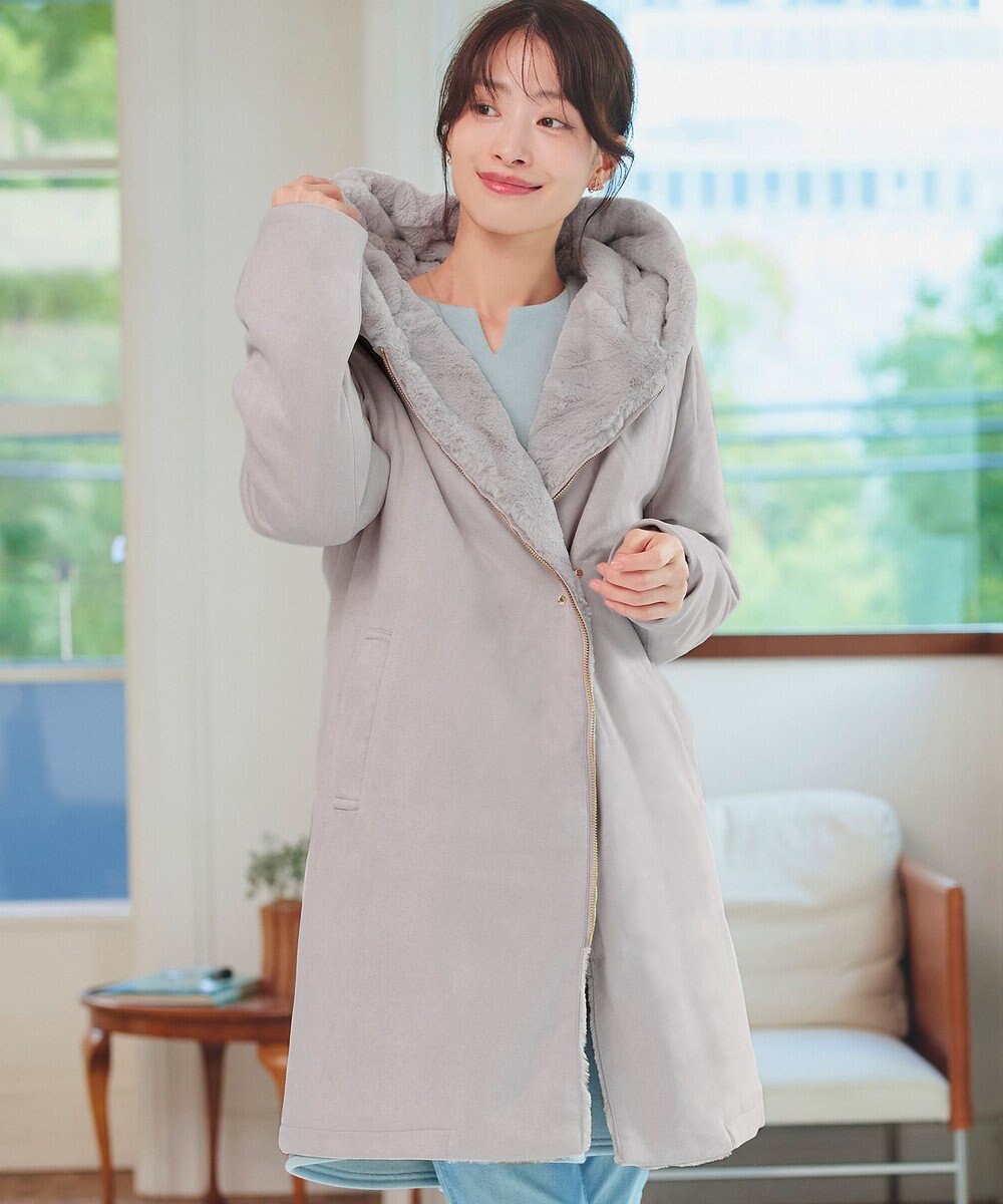 Tiaclasse スエードボンディグフード付きコート 