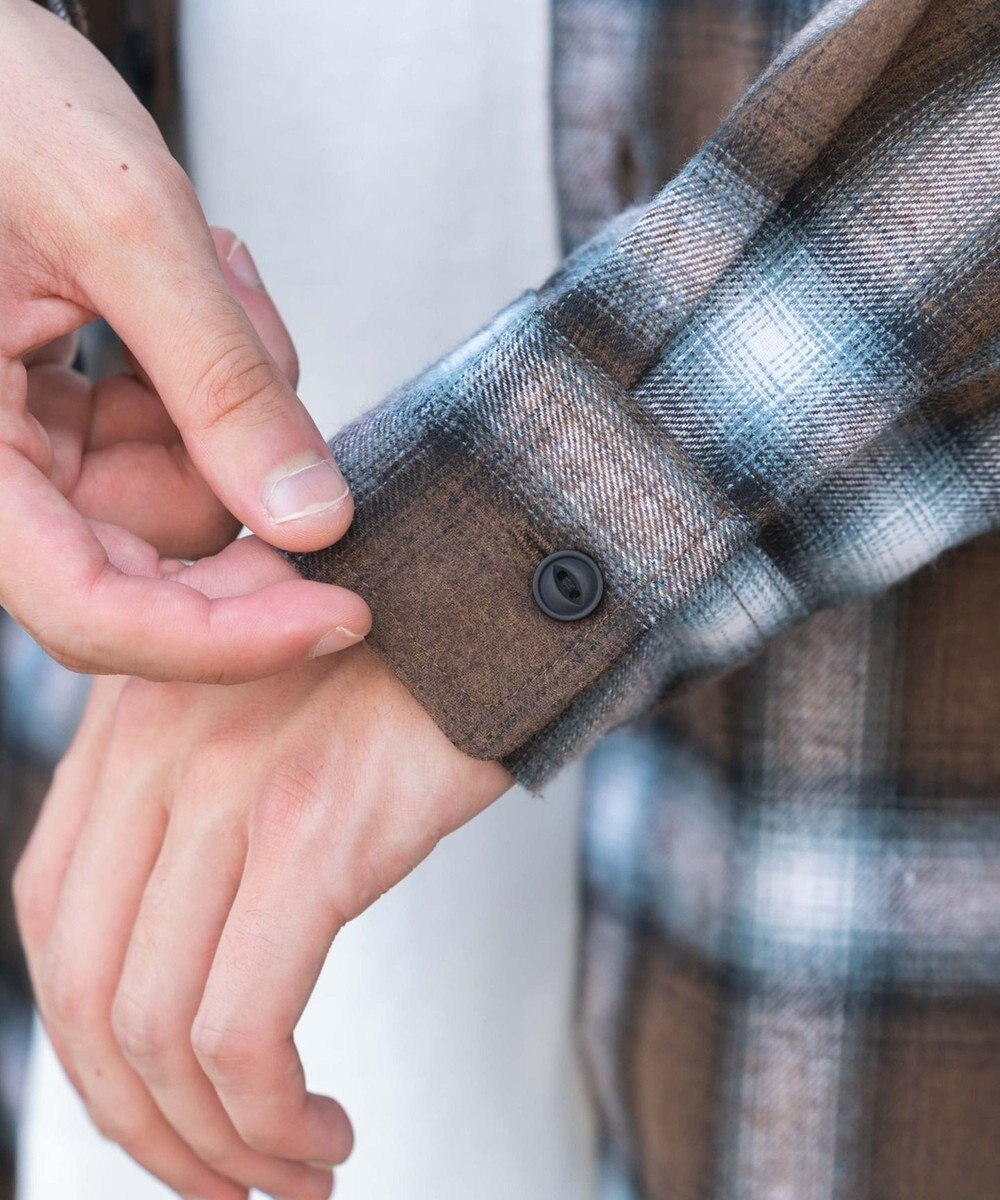 WEGO 【2025年秋冬新作/SMLサイズ展開/ユニセックス着用ITEM】オンブレチェックネルシャツ（LS） 