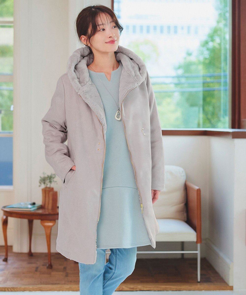 Tiaclasse スエードボンディグフード付きコート 