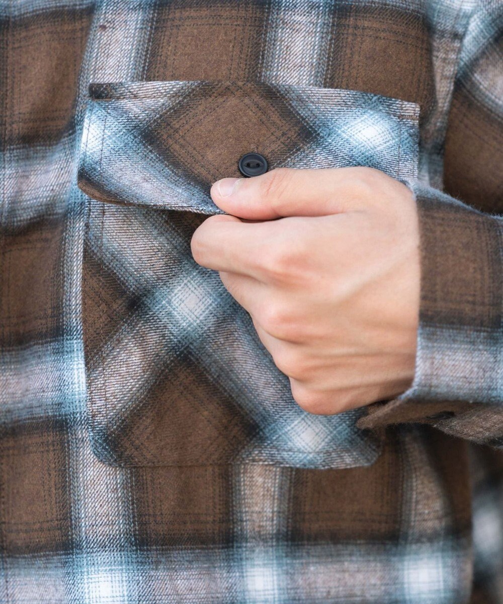 WEGO 【2025年秋冬新作/SMLサイズ展開/ユニセックス着用ITEM】オンブレチェックネルシャツ（LS） 