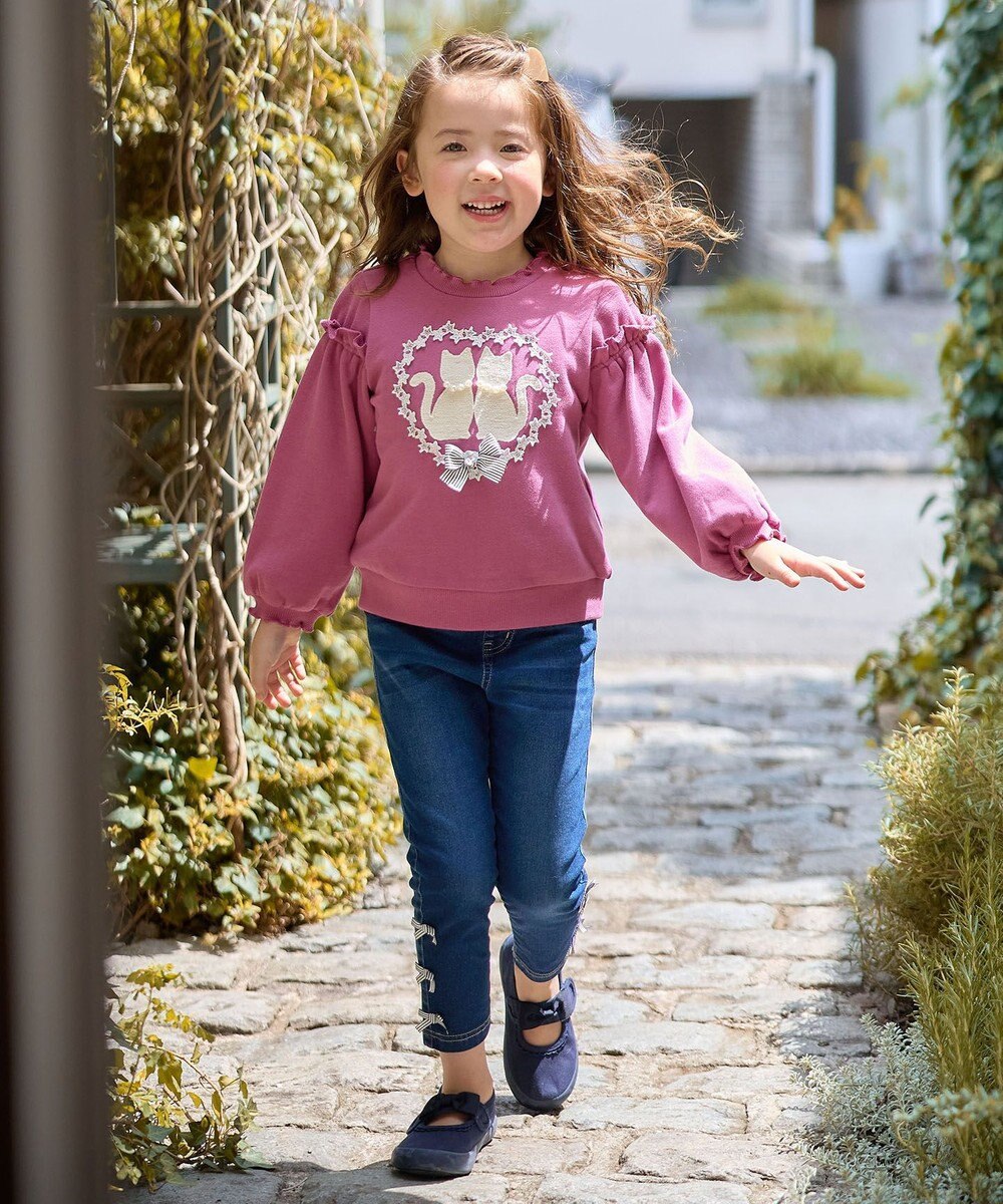 ANY KIDS ネコシルエット裏毛トレーナー 