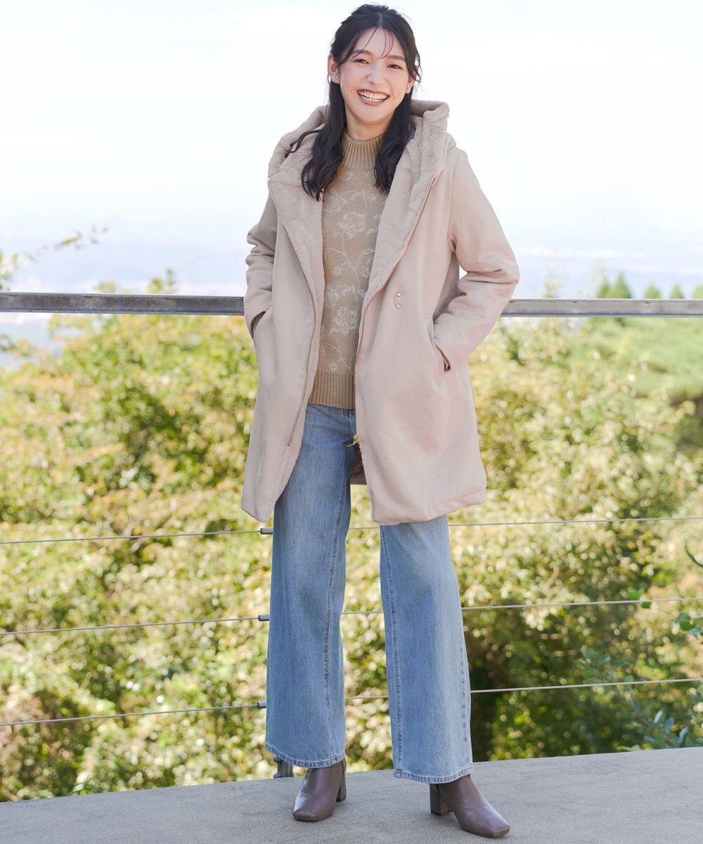 Tiaclasse スエードボンディグフード付きコート 