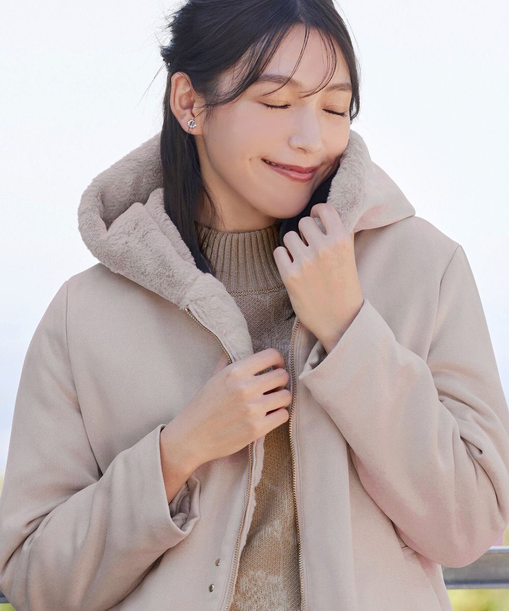 Tiaclasse スエードボンディグフード付きコート 