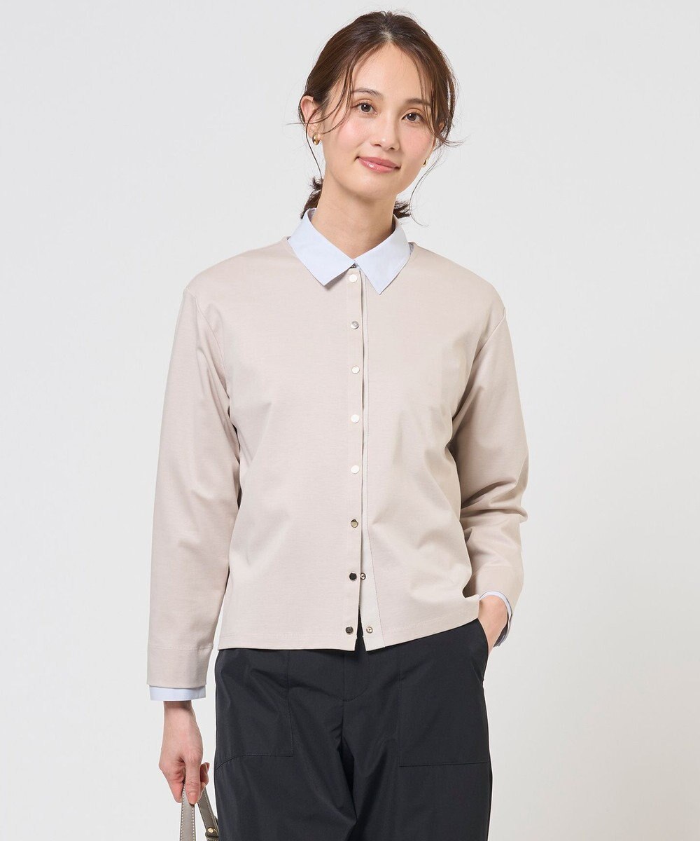 J.PRESS LADIES S 40Gポンチ クルーネック カーディガン 