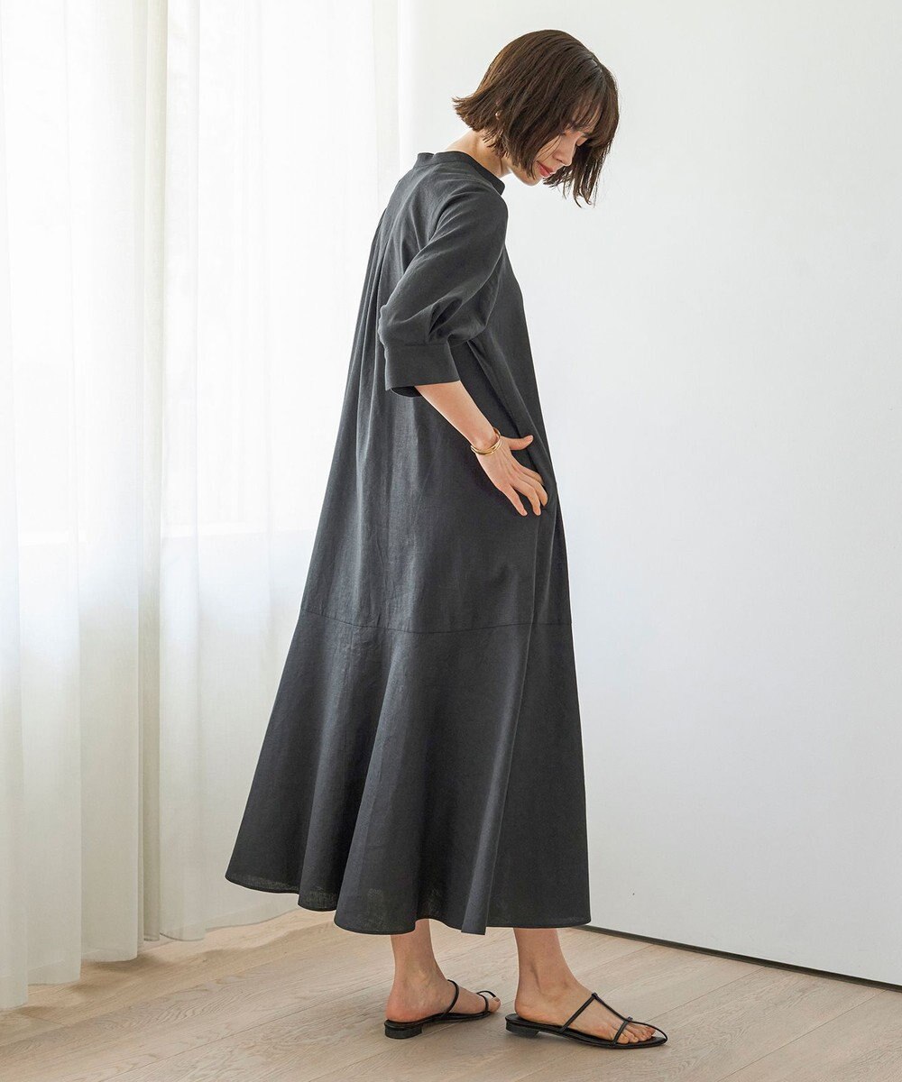 UNFILO 【洗える】リネンレーヨン カフタンワンピース 