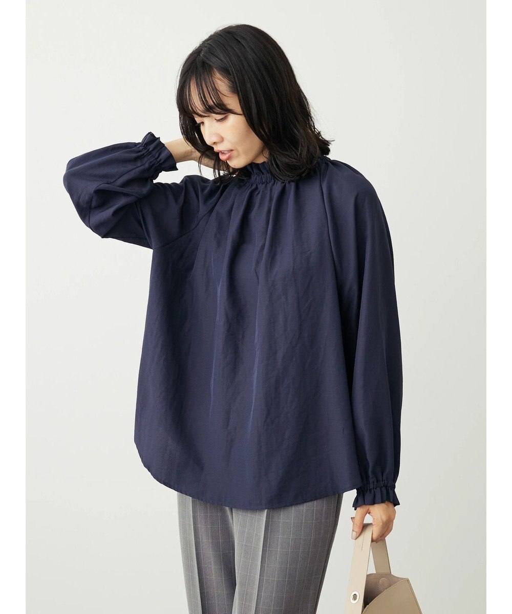 Green Parks スタンドフリルボウタイブラウス 