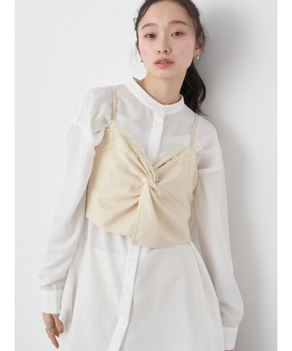 earth music&ecology ピンストライプ胸元レースビスチェ 