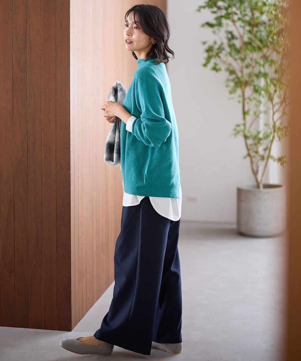 ANY 【洗濯機可/ウエストゴム】ウーリッシュ２タックワイドパンツ 