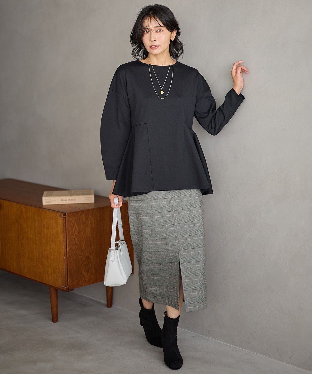 ANY ジョーゼット裏起毛ペプラムプルオーバー 