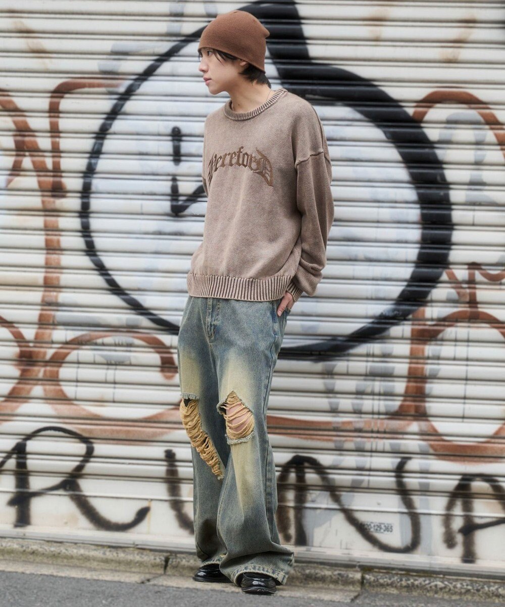 WEGO ブリーチニットグラフィックプルオーバー 