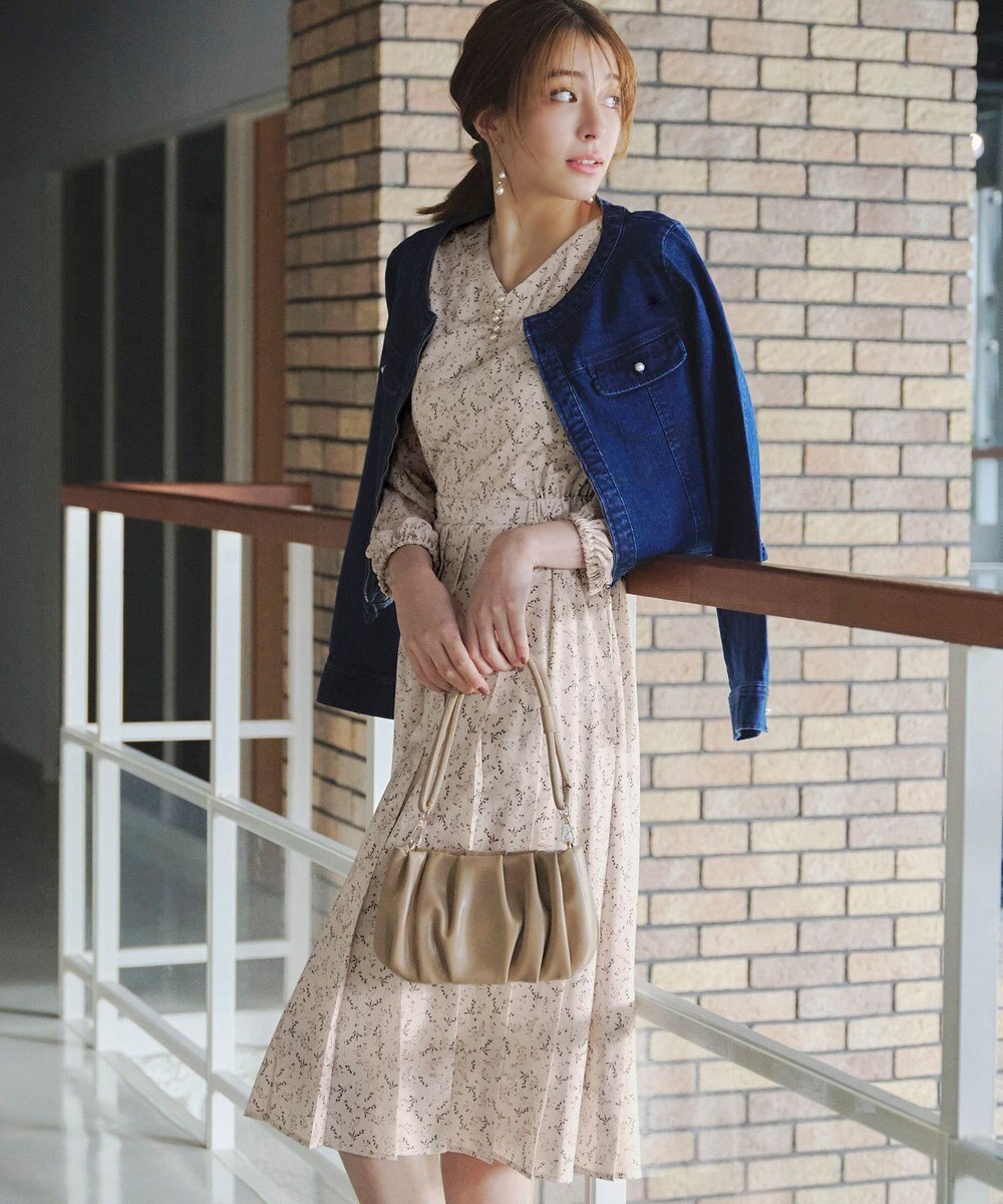 Tiaclasse 【洗える】花柄シフォン袖ワンピース 