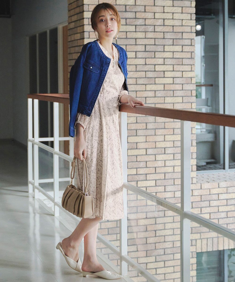 Tiaclasse 【洗える】花柄シフォン袖ワンピース 