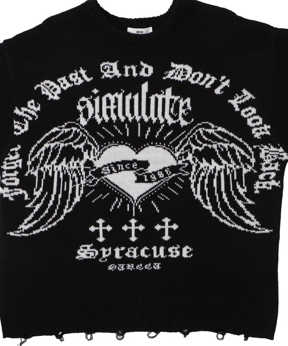 WEGO ウイングハートダメージニット 