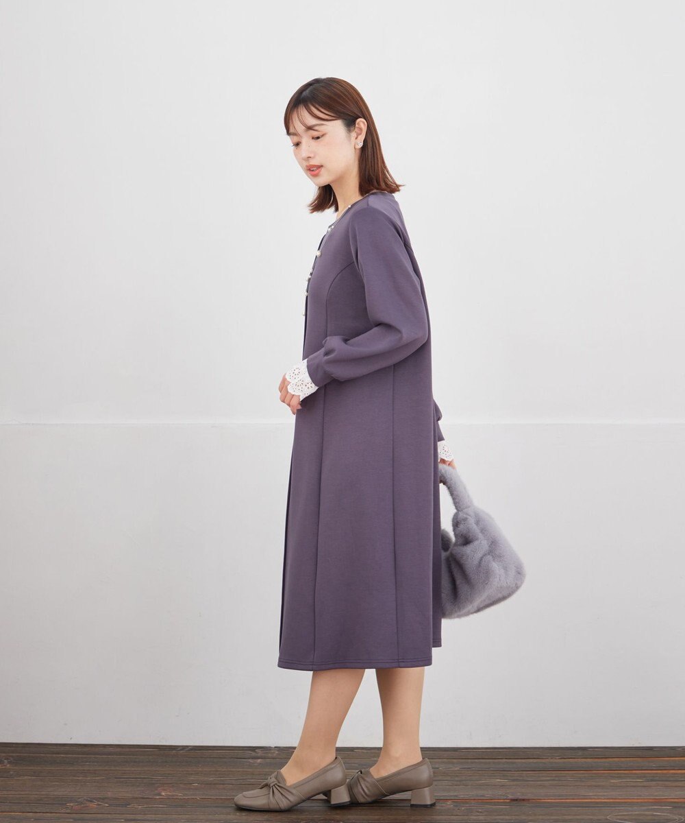 Tiaclasse L コットンレースドッキングカットソーワンピース 