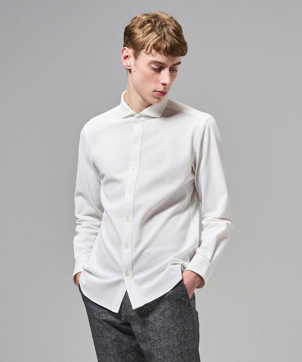 JOSEPH HOMME 【新素材】グリットタックジャージー　ホリゾンタルカラーシャツ 