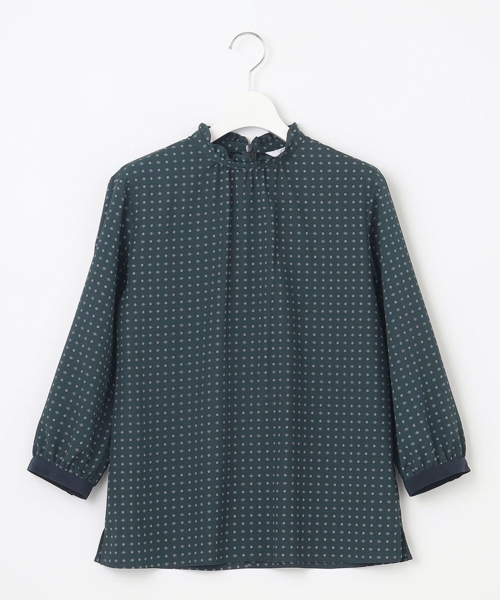 J.PRESS LADIES 【洗える】シュリンクデシン ジオメトリックプリント ブラウス 