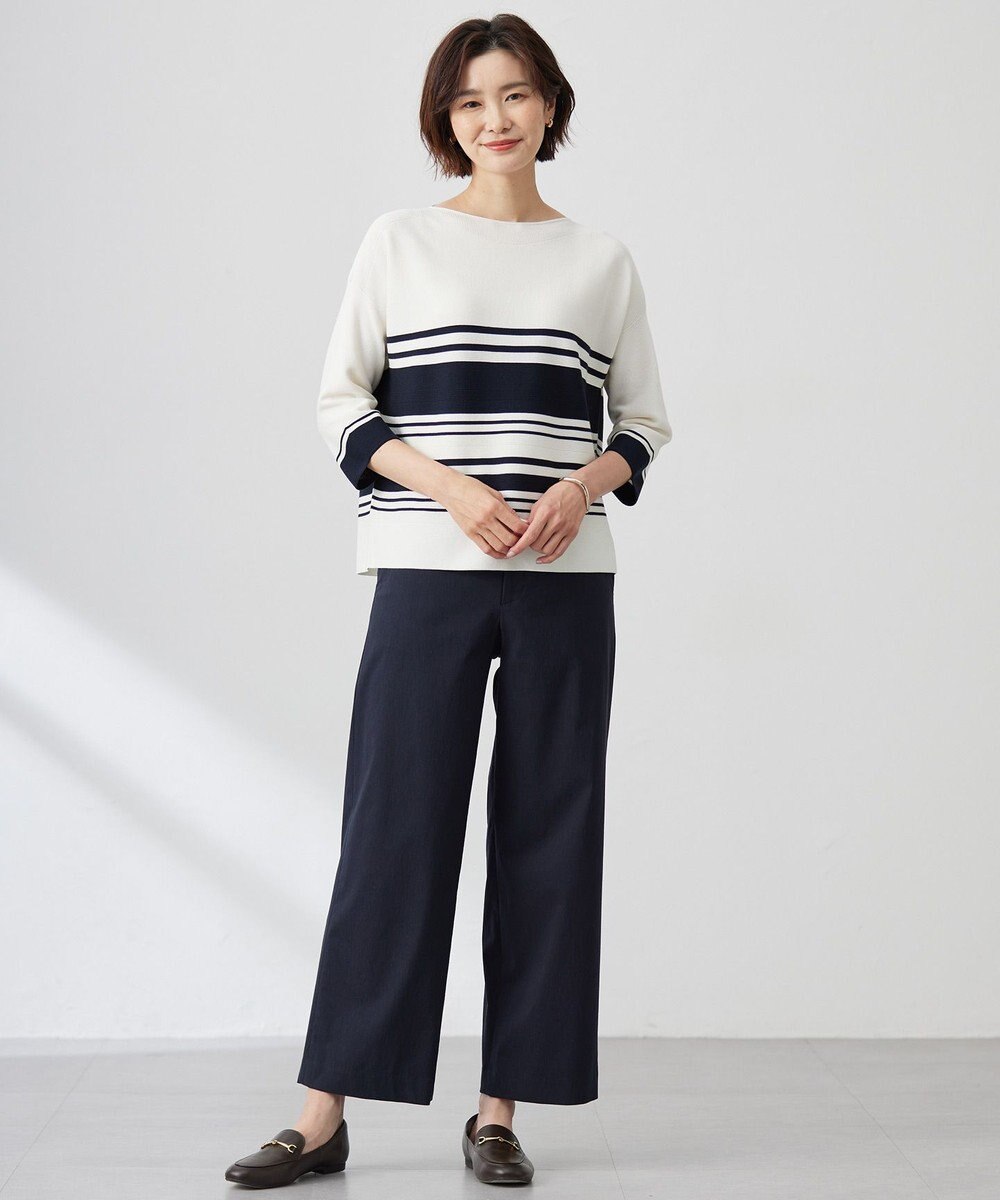 J.PRESS LADIES S 【セットアップ対応・洗える】セルロースリネンストレッチ ワイド パンツ 