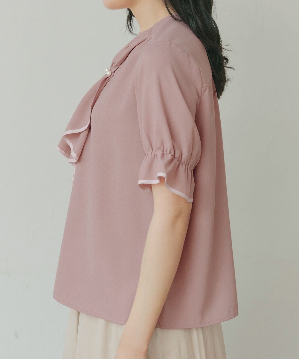 Tiaclasse L 配色パイピングボウタイブラウス 