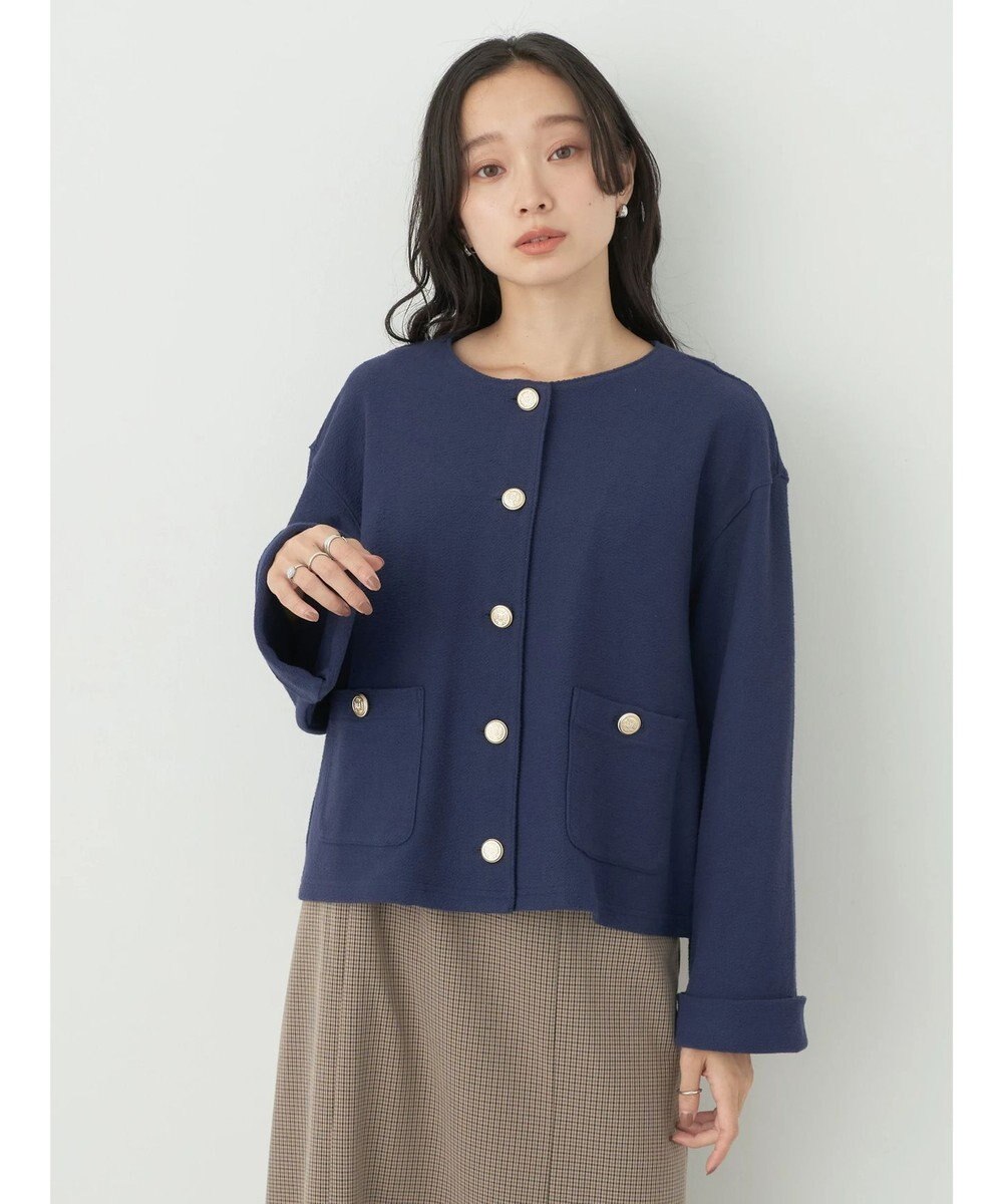 earth music&ecology 金釦スラブカーディガン 