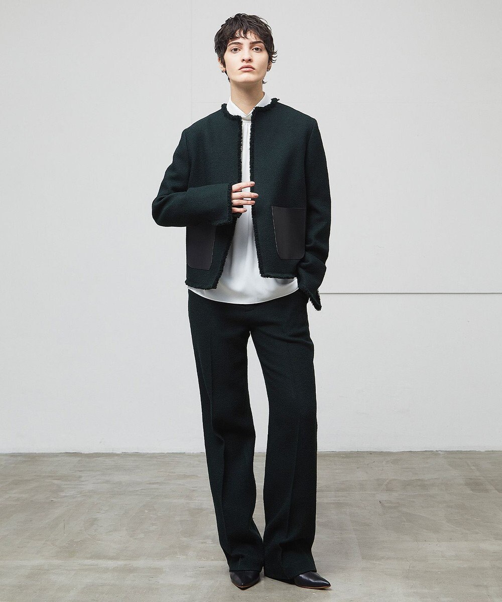 BEIGE， MILLAM / フェイクレザーパッチツイードジャケット 