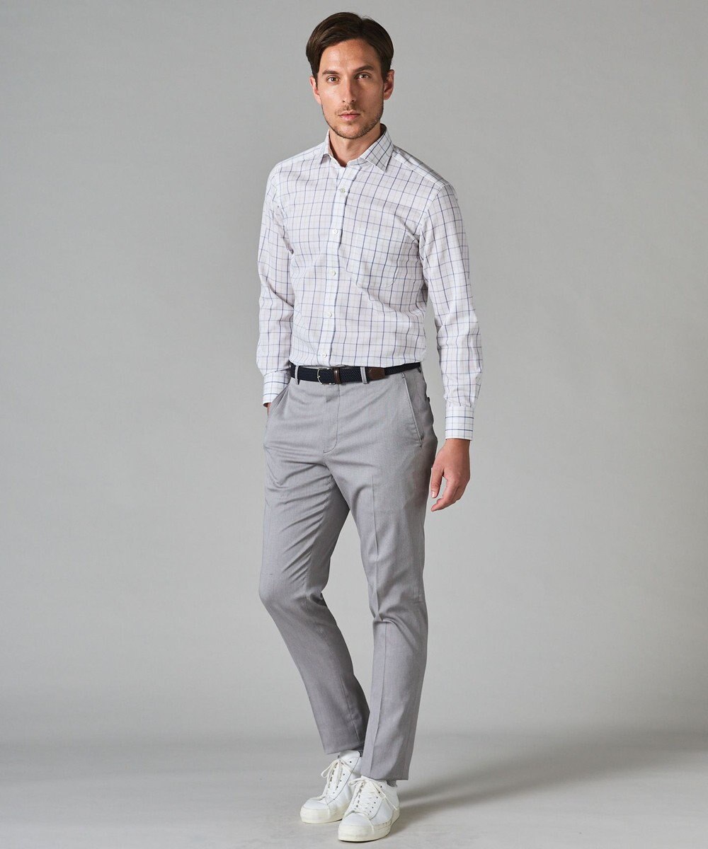 GOTAIRIKU 春夏向け【形態安定】SUMMERPREMIUMPLEATS_スモールワイドカラー 長袖ドレスシャツ（ストライプ/チェック） 