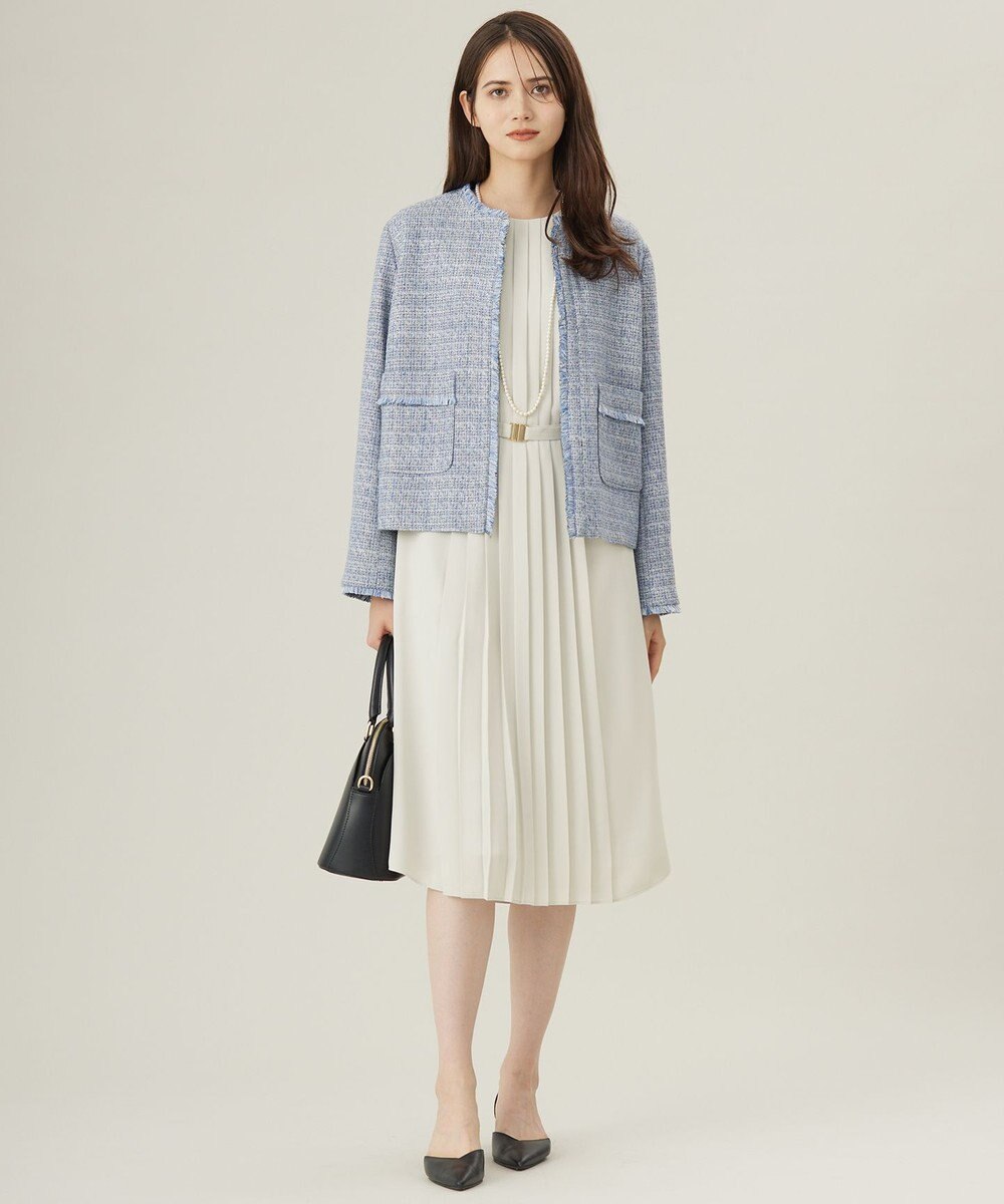 自由区 【セットアップ対応・洗える】ライトミックスツイード ジャケット 