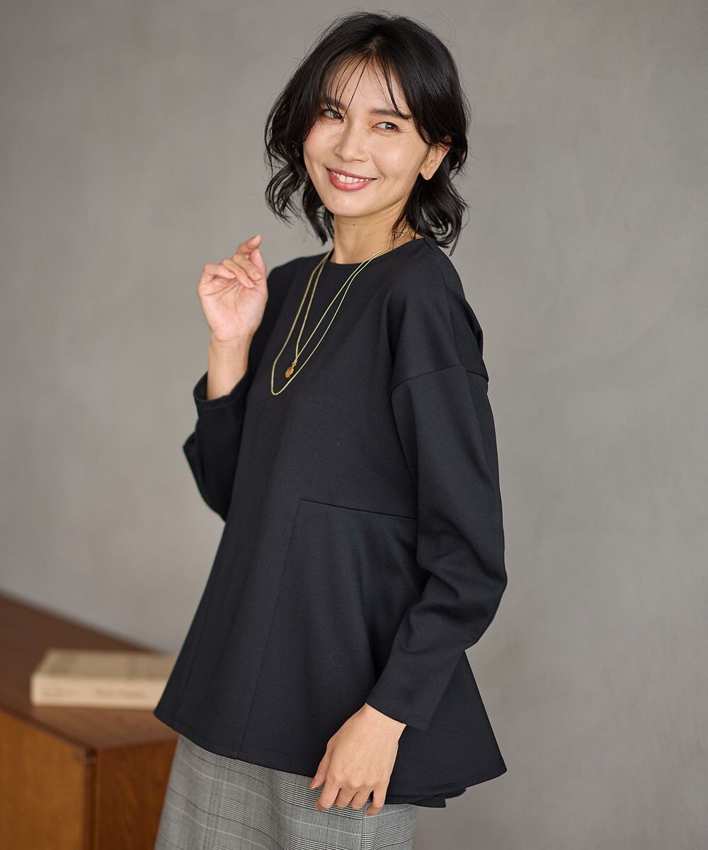 ANY ジョーゼット裏起毛ペプラムプルオーバー 