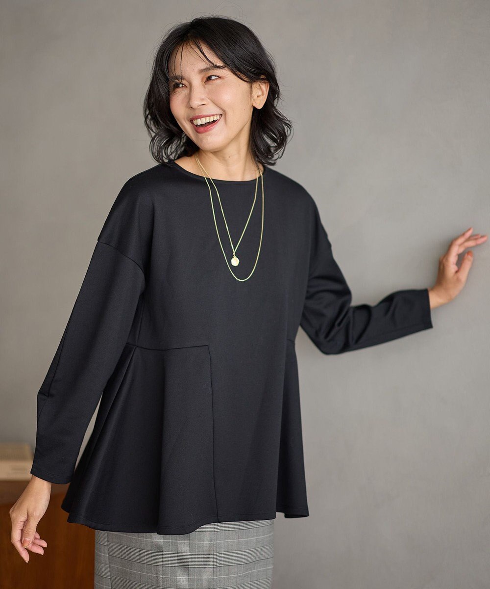 ANY ジョーゼット裏起毛ペプラムプルオーバー 