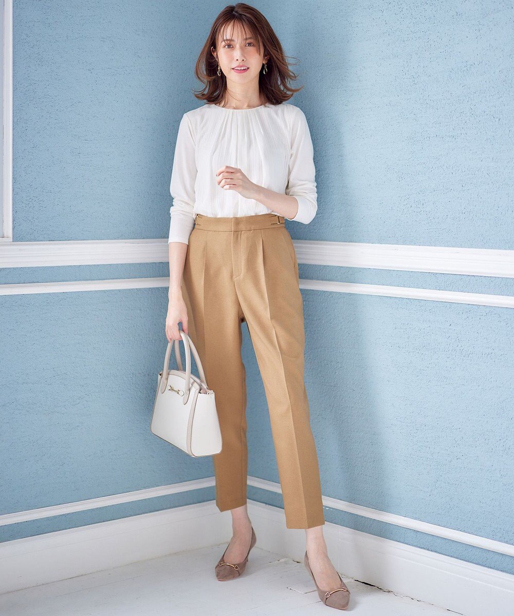 ANY SIS 【洗える】サイドバックルタックテーパード パンツ 