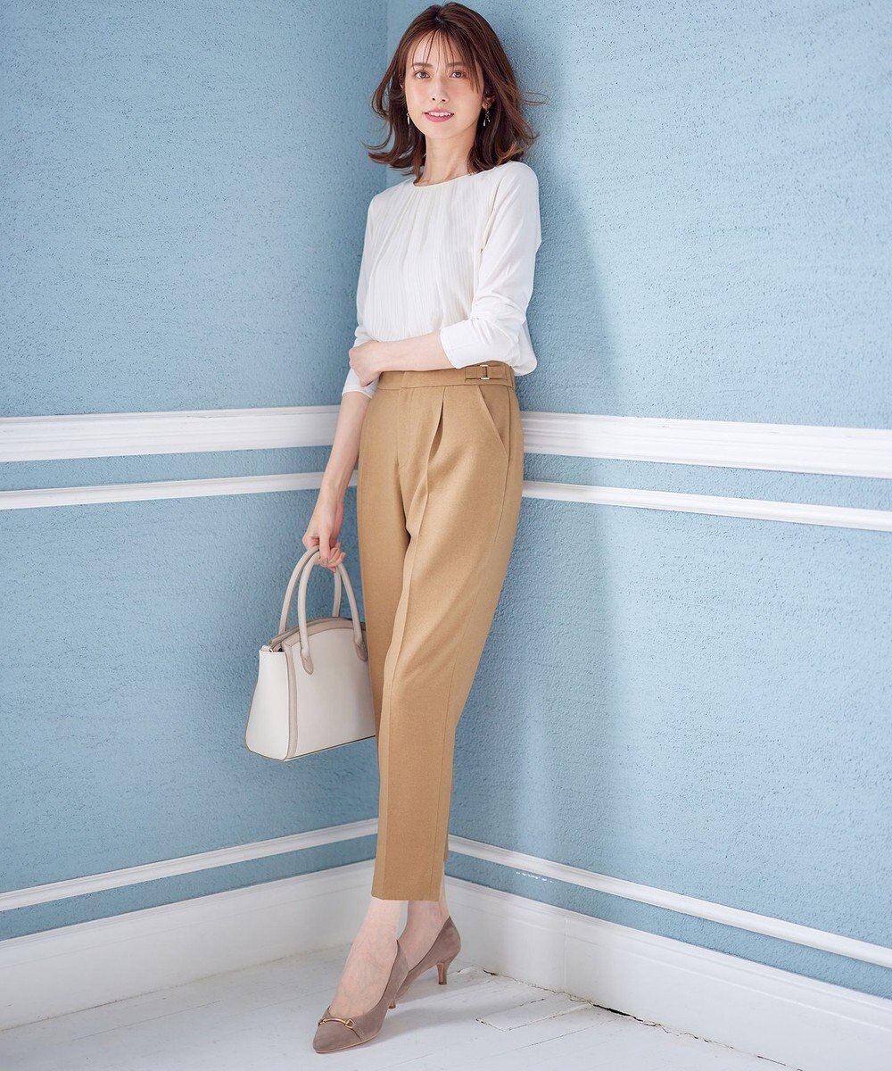 ANY SIS 【洗える】サイドバックルタックテーパード パンツ 