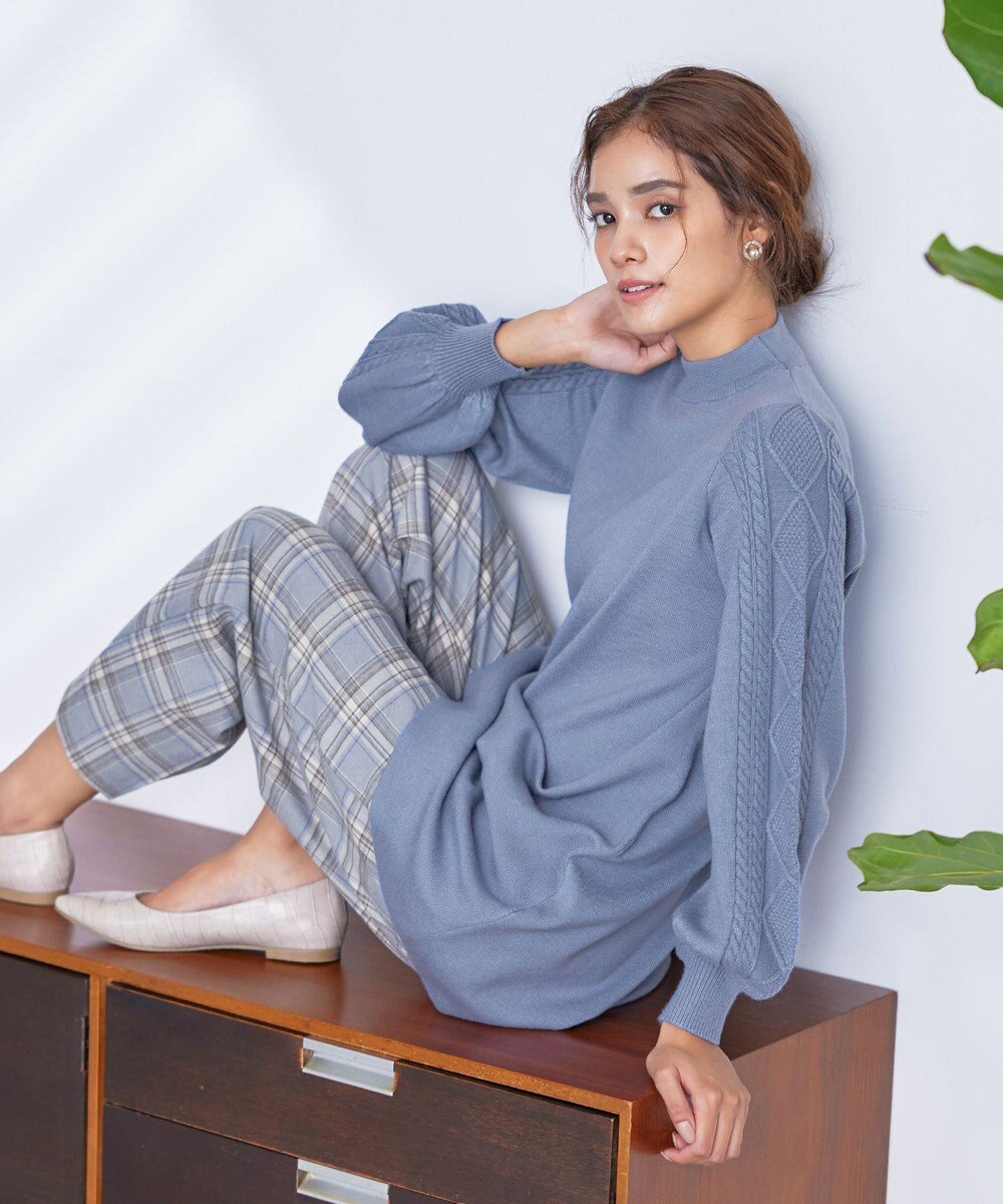 Tiaclasse 【安田美沙子さん着用・洗える】起毛チェック柄ワイドパンツ 