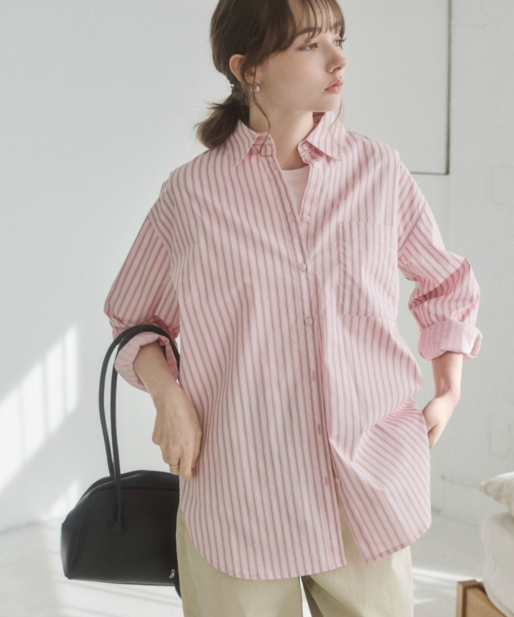 WEGO 【ANGIE VINTAGE】スカーフ付きオーバーサイズストライプシャツ 