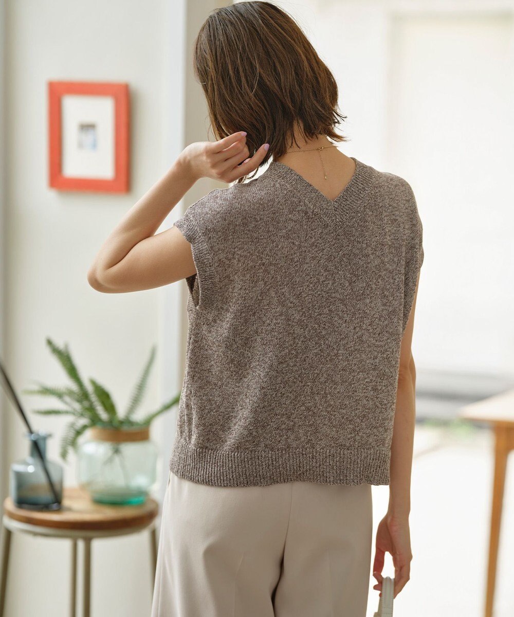 組曲 L 【WEB限定・前後着用可】コットンポリエステル杢プルオーバー ニット 