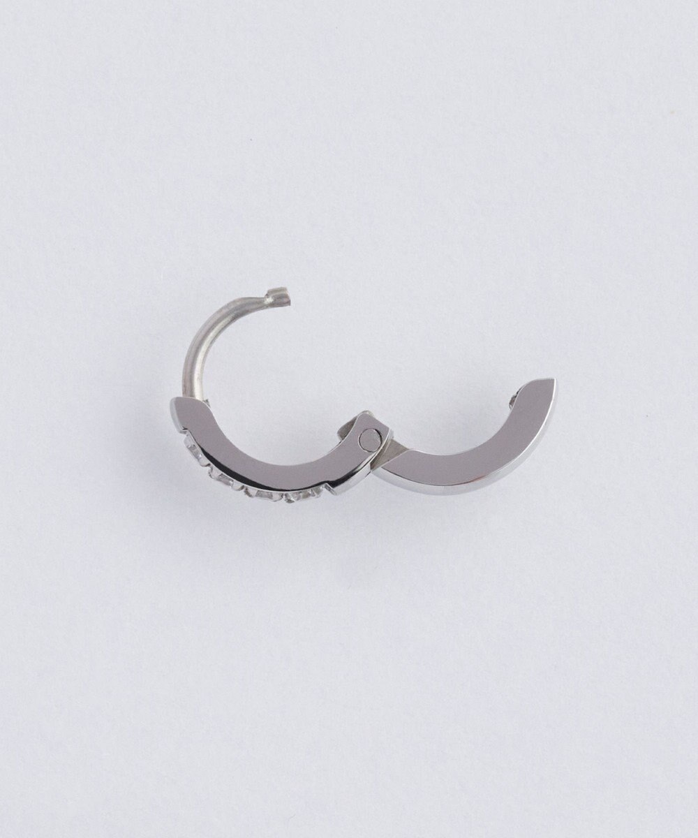 Phoebe 【金属アレルギー対応】ワンタッチビジューフープミニピアス(片耳)/サージカルステンレス シルバー 