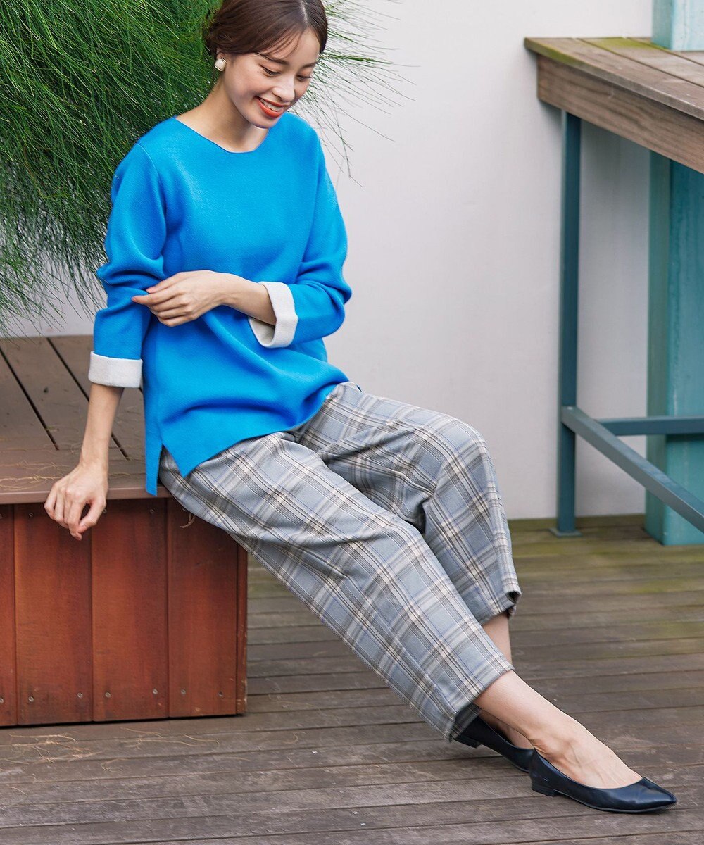 Tiaclasse 【安田美沙子さん着用・洗える】起毛チェック柄ワイドパンツ 