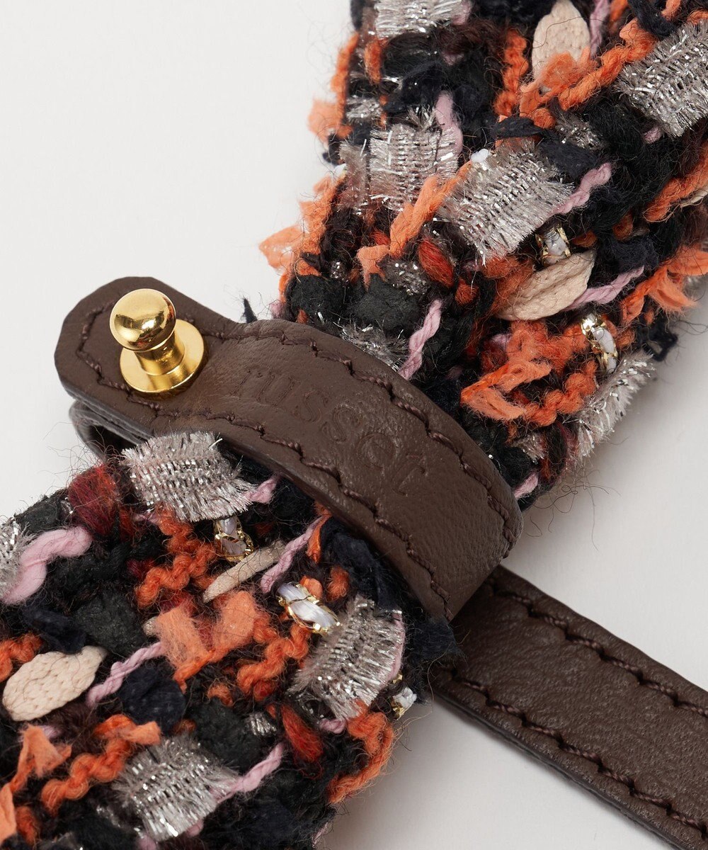 russet ツイードスカーフ付きレザー2WAYショルダーバッグ(CE-1632) 