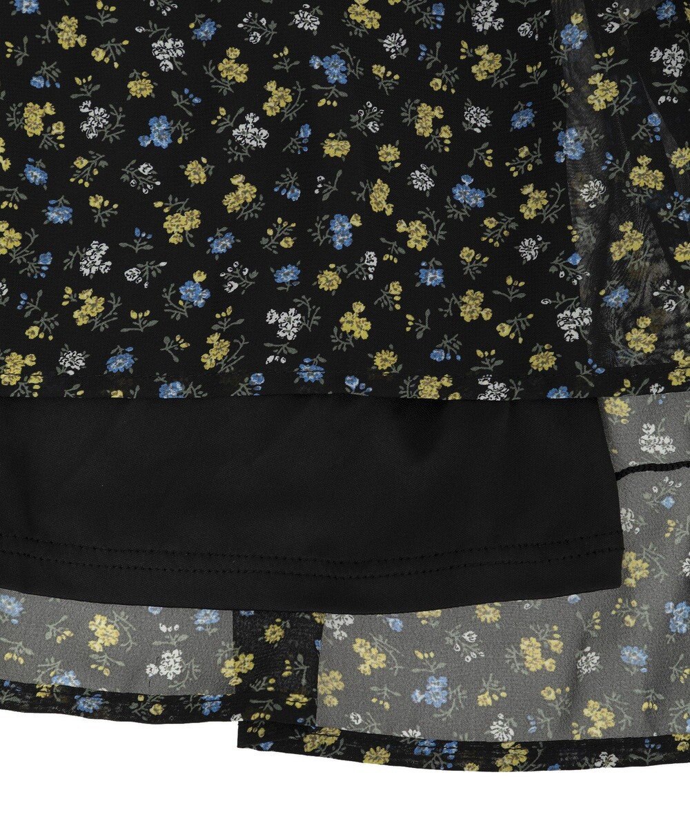 Green Parks レースドッキング花柄ティアードスカート 