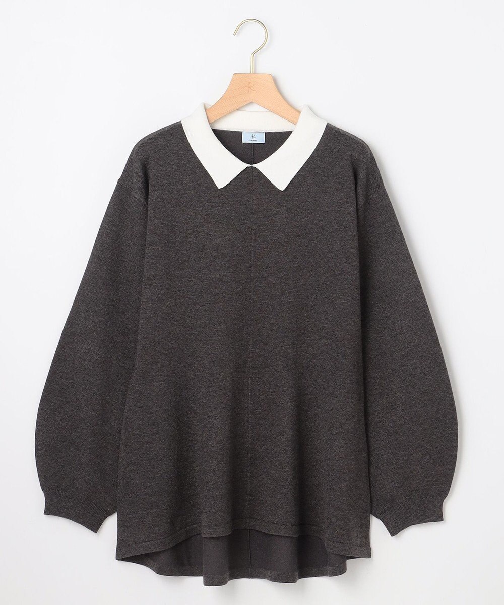 組曲 L 襟付きチュニック プルオーバー 