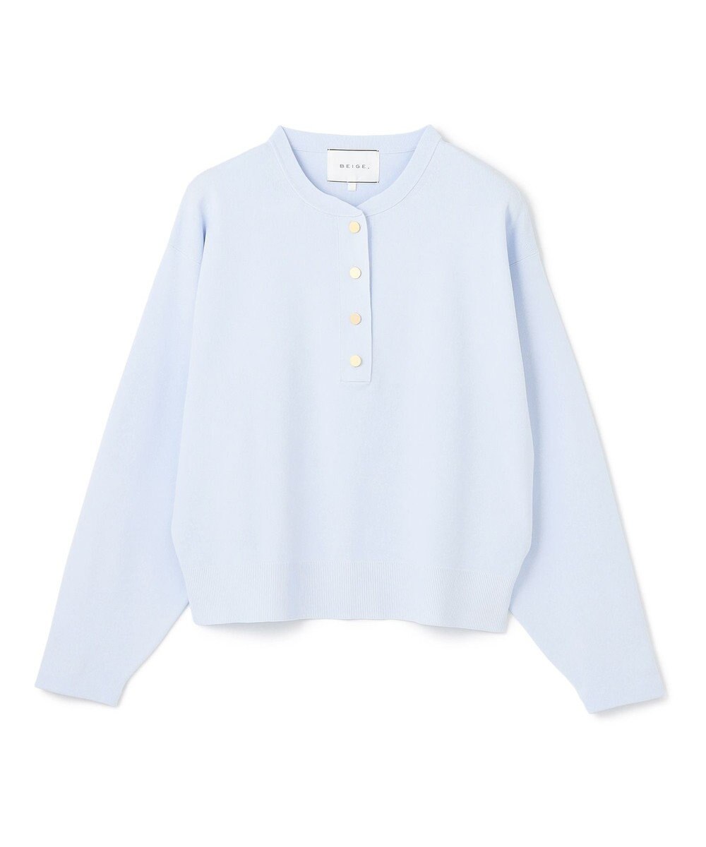 BEIGE， 【洗える】LAURA / クルーネックボタンニットトップス 