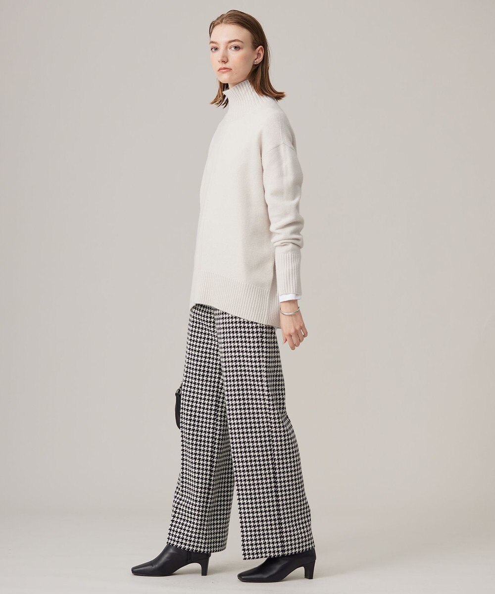 ICB L ハウンドトゥースツイード ワイドストレートパンツ 