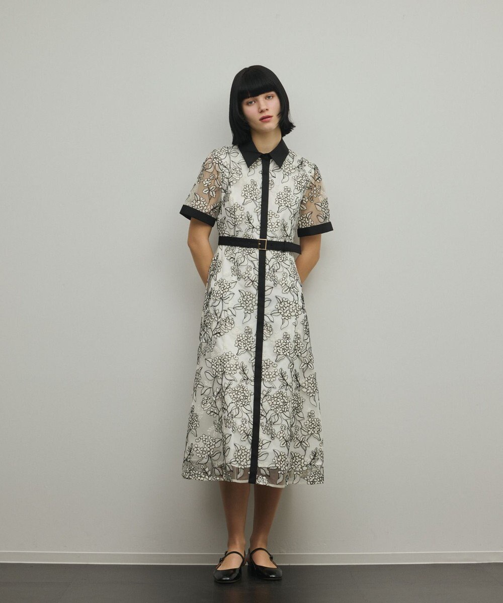 GRACE CONTINENTAL フラワーコード刺繍ワンピース 