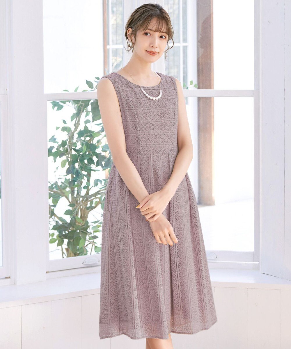 Tiaclasse 【新色追加・洗える】大人上品な総レースワンピース 