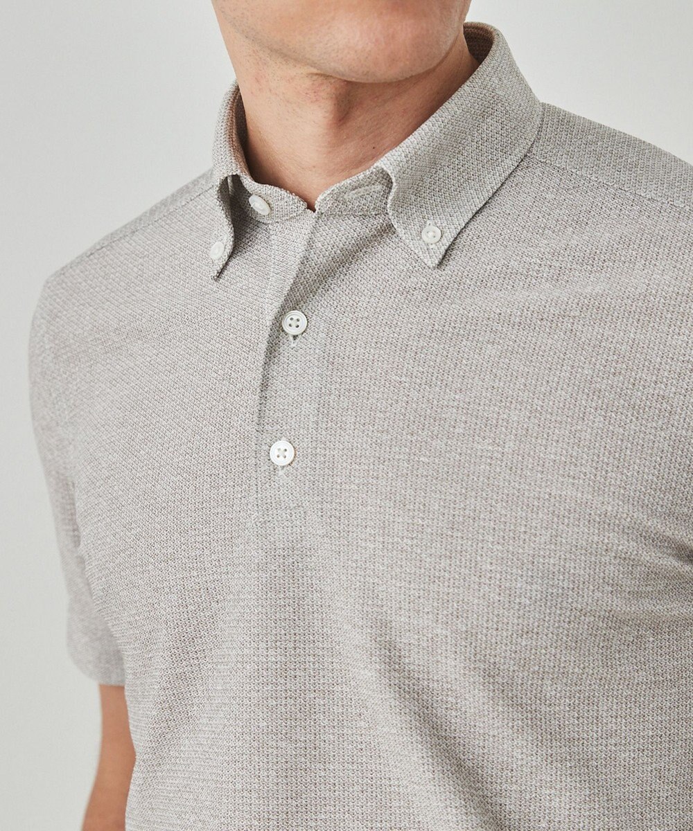 GOTAIRIKU 麻混・襟しっかり【洗える/通気性】ノルマンディーリネン ボタンダウンポロシャツ(25年モデル) 