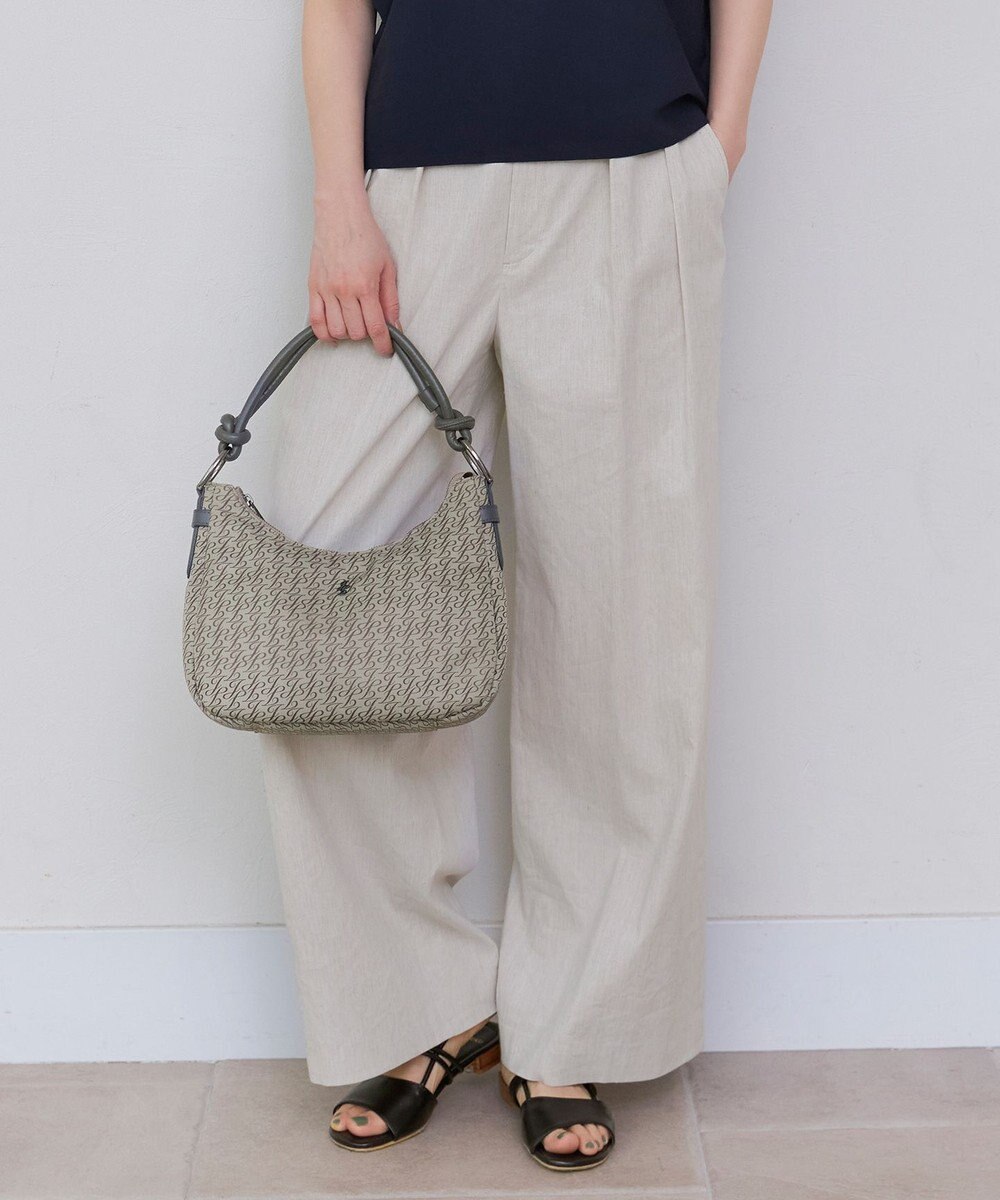 自由区 【セットアップ対応・洗える】リネンビスコースストレッチワイド パンツ 