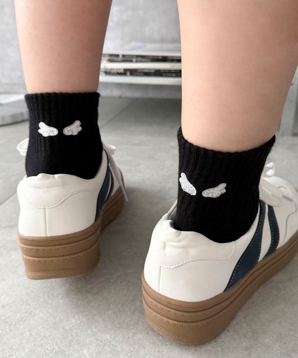 WEGO バック刺繍アンクルパイルソックス 